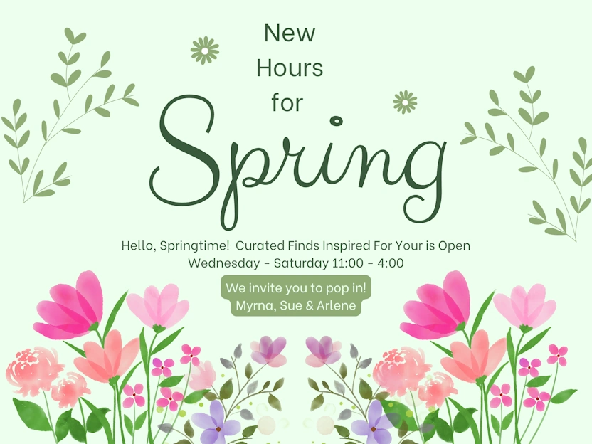 Spring 2026 Store Hours: Wednesday to Saturday from 11:00 AM to 4:00 PM